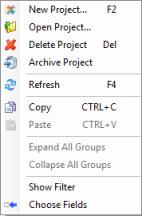 Create a new project Double-click on an empty space in the project list or right-click there to open the context menu and choose New Project... from the list.