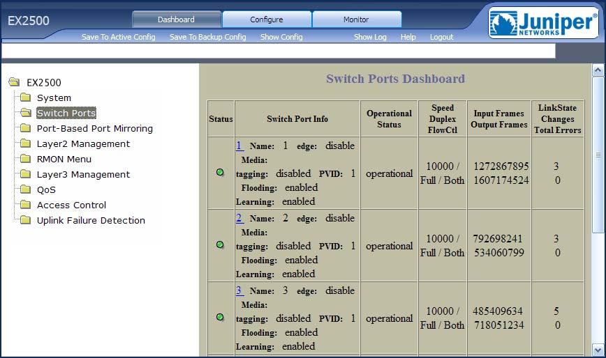 EX2500 Ethernet Switch Web Device Manager Guide 2. Select a feature icon in the navigation window. For example: 3.