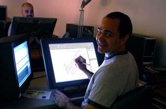 5 of 6 19/12/2009 9:47 AM Tony West, department Head of effects at Premise. Effects animator Enoc Castaneda is in the background.
