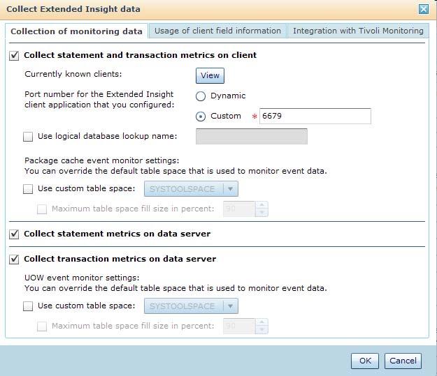 Page 18 Figure 8 Extended Insight monitoring profile It is not possible to enable Collect statement metrics on data server without first enabling Collect statement and transaction metrics on client.