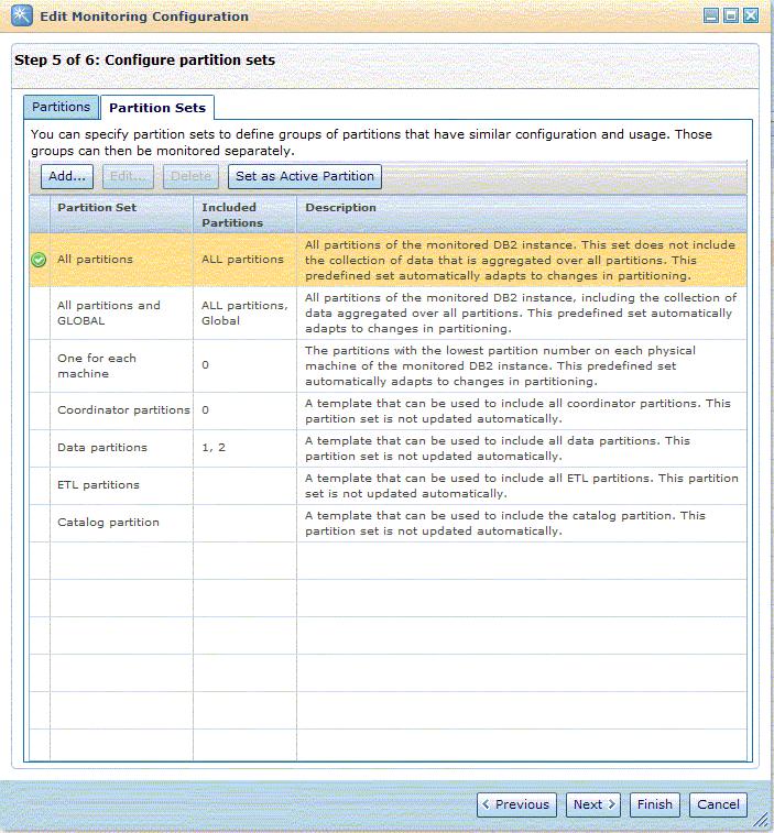 Page 28 Figure 13 Partition set selection and specification By default Optim Performance Manager has three predefined partition sets (All partitions, All partitions and GLOBAL and One for each