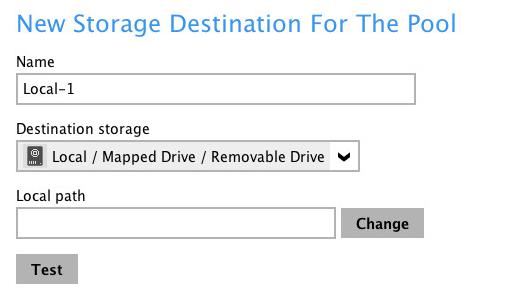 the destination storage is selected as CBS. Destination pool the backup will be spread over on the destinations you have selected.