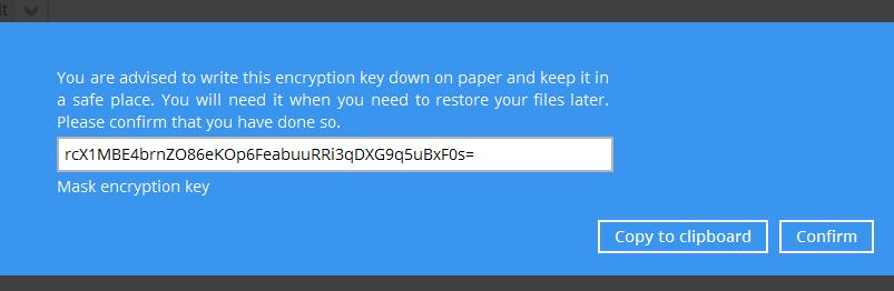 Unmask encryption key The encryption key is masked by default. Click this option to show the encryption key.
