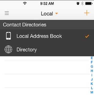 3 Contacts The Contacts list in the Contacts tab can contain different types of contacts as follows: Local Address Book Directory The Local contact list provides the contacts from the local phone