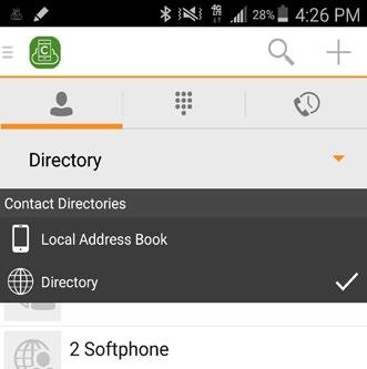 3 Contacts The Contacts list in the Contacts tab can contain different types of contacts as follows: Local Address Book Directory The Local contact list provides the contacts from the local phone