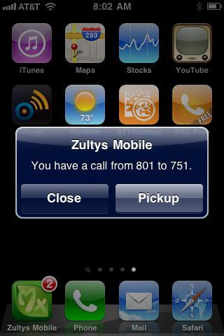 14 Answering a call Incoming calls can be answered while Zultys Mobile is in the background or while the Zultys mobile application has focus.