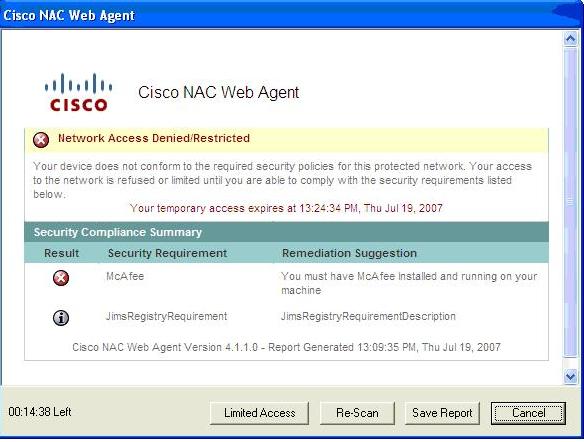 Cisco NAC Appliance Agents Cisco NAC Web Agent permanent client