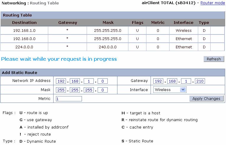 Figure 2-24 Adding Static Route 2.8.6. Wireless Settings Management The Radio Configuration Main page can be accessed from the Radio menu.