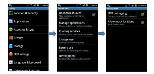 4. Click on Samsung_Mobile_USB_Driver_V1.3.550.0_SCH-i500_Mesmerize.msi icon to install the USB drivers. 5. Set your mobile device to USB Debugging mode.