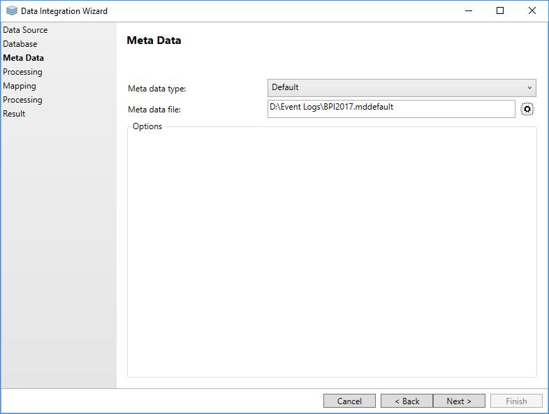 3. Data Preparation Figure 3.12.: Data Integration Wizard: Configuration page for the meta-data the file path field.