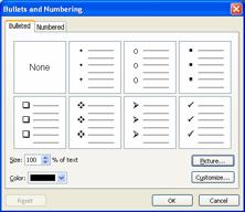 Bullets and Numbering: In presentation, Different levels of information can be shown by using bullet point characters including different indentation and font size.