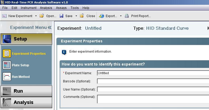 Chapter 3 Select the Experiment and Set Up a Plate Specify experiment properties 3 Specify experiment properties 1. In the Experiment Menu, select Setup Experiment Properties. 2.