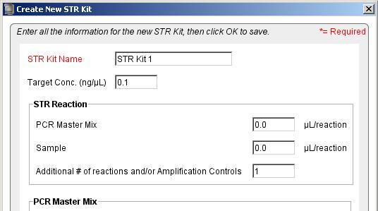 In the toolbar, select Tools AmpFlSTR Kit Library to open the Kit Dilutions Library screen. 2. To: Add a kit click New.
