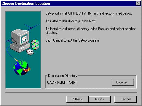 C. Click Next. Demo The Choose Destination Location screen appears. See "For the HMI Server, Viewer and Demo" in this step to continue. Click the Demo button to select the demo only. (Continue next).