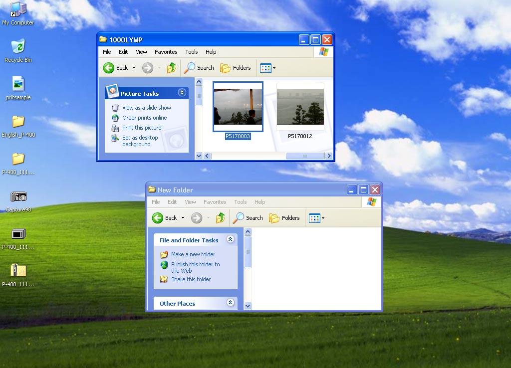 Double-clicking the [Removable Disk] icon will display the directory and the list of image files on the inserted card. In this example, the Removable Disk is recognized as the K drive.