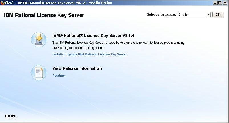3. Run launchpad.sh. The IBM Rational License Key Server window opens. 4.