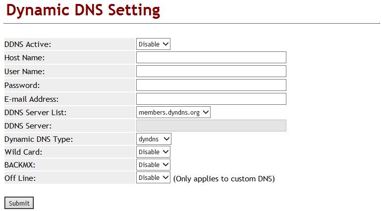 7.2 DDNS (Dynamic DNS Settings) 7.2.1 Function Dynamic DNS provides a residential user's Internet gateway that has a variable, often changing IP address with a well known hostname resolvable through standard DNS queries.