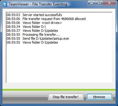 TeamViewer - Connections 4.7.2 File transfer actions In the file transfer dialog you see your file system on the left and your partner s file system on the right side.