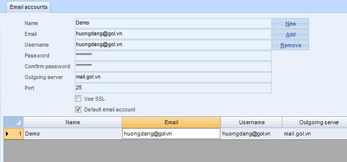 SMS Live Operation Manual Note: if check in default email account box, sender box will display this email address when user use function send email to send document to clients.