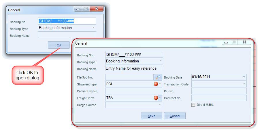 Chapter 4: Manage outbound shipments Booking name (option): want to refer a booking by name, just entry on this textbox. This field can be useful if booking issued for regular accounts. File/Job No.