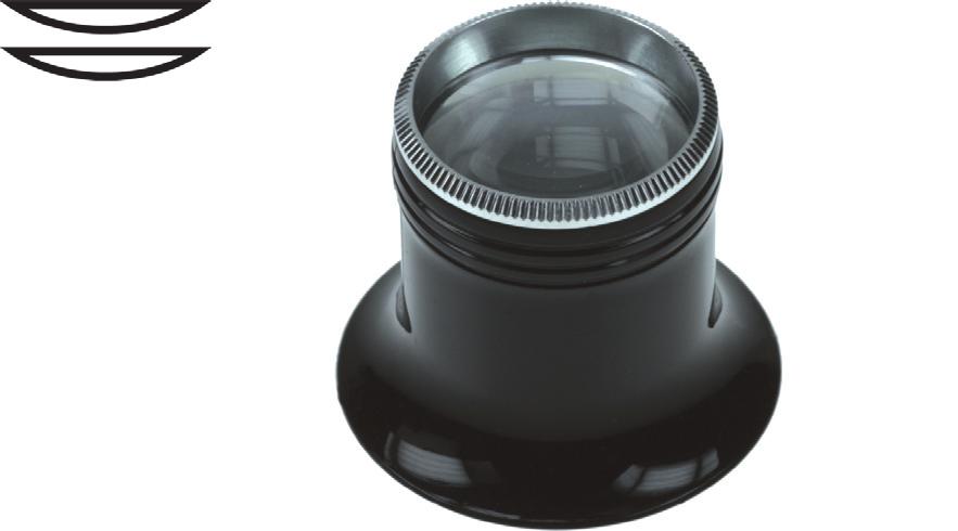 Double 25 mm diameter aplanatic convex lens, best optic. Magnification 0017 10 x 28.00 00175 1 x 39.00 TYPE C2 APLANATIC Black unbreakable frame, interior matt. Duralumin ring.