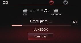 Listening to an MP3 CD Copying songs into JUKEBOX 1. Copying the current song The UVO system allows you to copy songs from an MP3 CD into JUKEBOX. 2. Press the Now Playing button. 1. Press the Copy button.