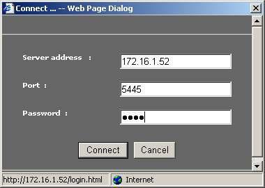 com), Port number and Password and click Connect Server address: Input IP address of the DVR from SETUP>SYSTEM>DESCRIPTION>IP ADDRESS or Domain name