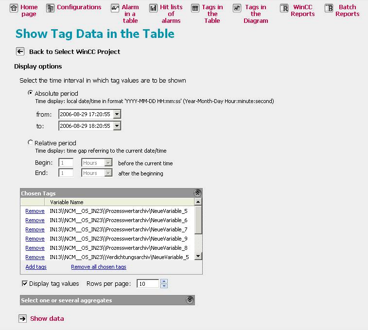 StoragePlus Web Viewer 5.3 Displaying Data 3. Go to the next step using the "Continue to display options" link. The display options are displayed. 4.