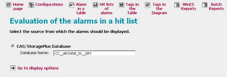 StoragePlus Web Viewer 5.3 Displaying Data Displaying Archived Alarms in a Hitlist 1.