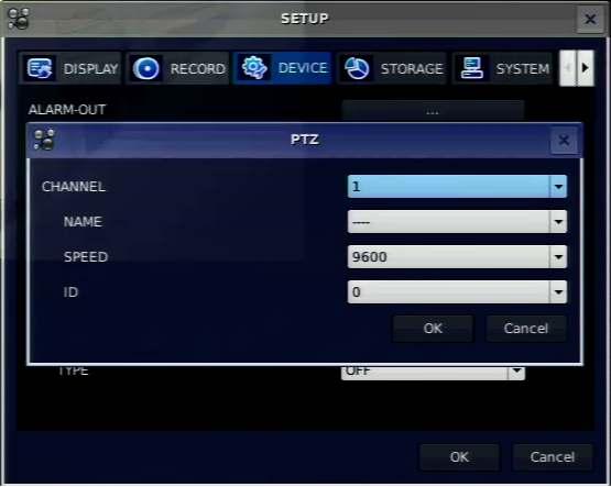 Figure 3.4.4. PTZ Control Setup Screen Note: For speed dome cameras that support RS-485, connect them directly to the RS-485 port.