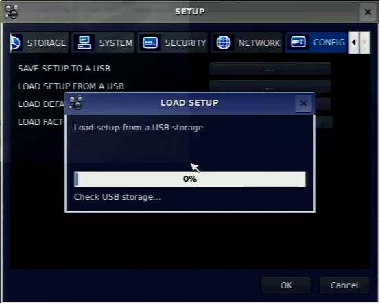 Item SAVE SETUP TO A USB Table 3.9.1. Config setup Description User can save the current configuration (Setting values) of DVR to the USB memory stick.
