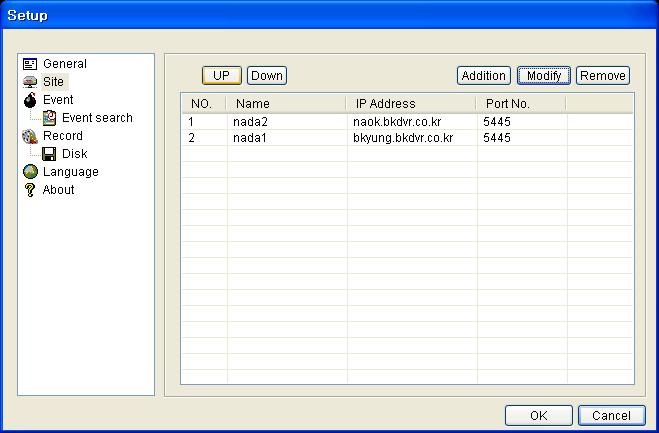 Setting Event Set the record path and the size of local disk space for