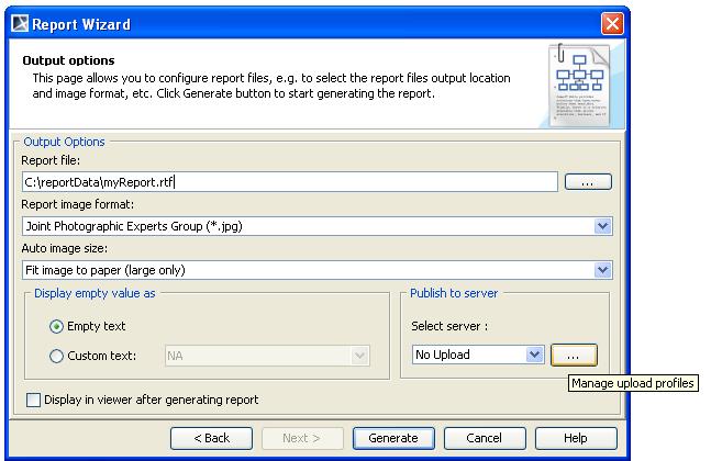 Generating Reports from Report Wizard 6.7 Uploading Reports to Remote Locations This feature allows you to upload a generated report to a predefined remote location.