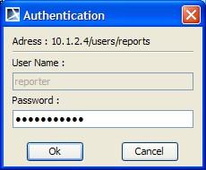 Generating Reports from Report Wizard Figure 117 -- Selecting Server Profile 6. Enter authentication information in the Authentication dialog and click OK (Figure 118).