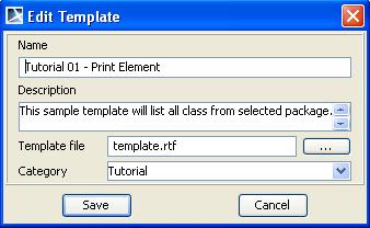 MagicDraw Report Wizard Overview Figure 4 -- Selecting Template File in the Select Location Dialog 4. Select the template file location and type. Enter the filename and click Select.