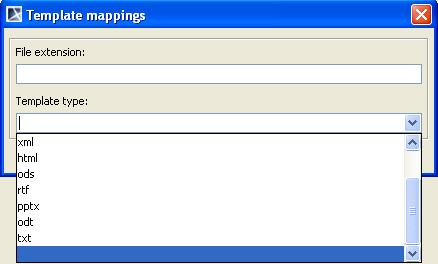 Report Wizard Environment Options To create a new template mapping: 1. Click the Add button in the Configure template mappings pane. The Template mappings dialog will open (Figure 142).