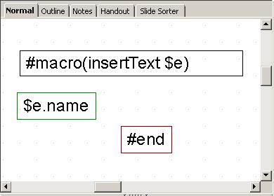 Appendix C: OpenDocument Format Template Figure 216 -- Invalid Usage of Macro Statement in ODP The text box does not have a sequence order;