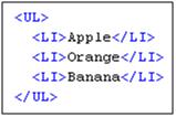 Appendix D: HTML Tag Support 22.1.4.3 Unordered Lists An Unordered List is defined by the UL element. The element contains one or more LI elements that define the actual items of the list.