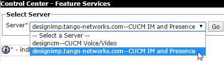Select the appropriate CUCM IM and Presence server.