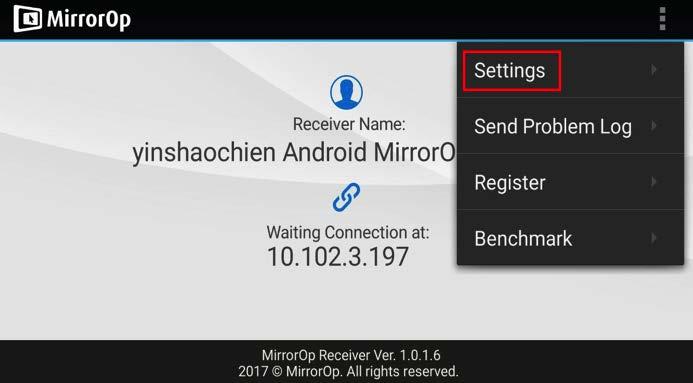 MirrorOp Receiver app from the Google Play store.