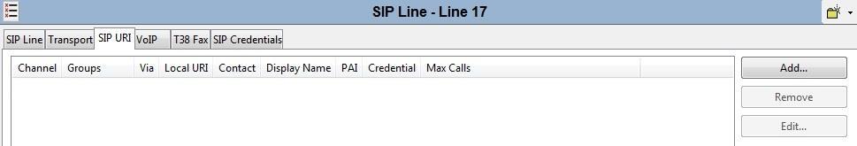 OK button (not shown). After the SIP line parameters are defined, the SIP URIs that Avaya IP Office will accept on this line must be created.