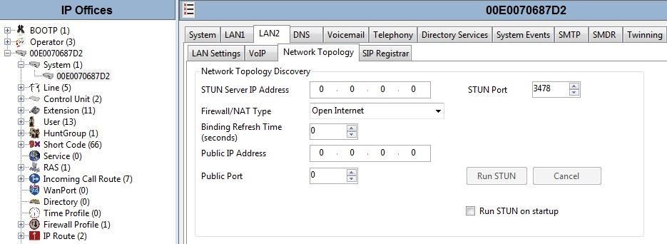 On the Network Topology tab in the Details Pane enter the information required if NAT is to be used. During test, NAT was not required and there was no requirement for a STUN server.
