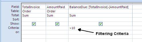Adding Filtering Criteria to a Query A select query (detail or summary) simply displays fields from one or more tables in the database; it will return all records containing the chosen fields.
