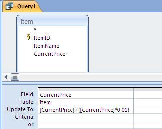 Figure 9 Update Query 6. Click on the Run button to execute the query. 7.