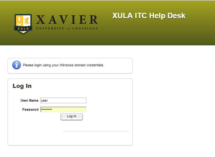 HELP.XULA.EDU To get to the new ITC ticketing system visit: help.xula.edu Log in using your Xavier Windows user name and password. Alternatively, you can go to Xula.