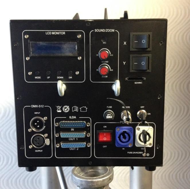 Signal: DMX512 Control Mode: Music, Auto, Master/Slave, and DMX512, ILDA Control Cooling System: