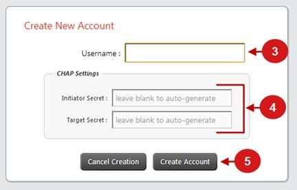 The Account List window appears. 2. Click Create New Accounts. The Create New Account dialog appears. 3. Enter a new user name. 4.