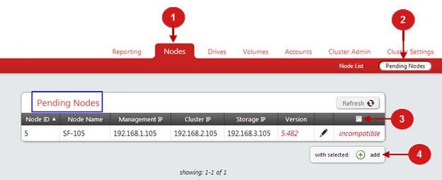 Storage Nodes Adding a Node to a Cluster Nodes can be added when a cluster is created, or added later when storage requirements change and more nodes are needed.
