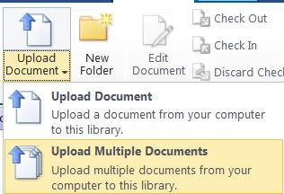 To upload documents, click the Upload Document down arrow to open the Upload Document dialog box Select Upload Multiple Documents Open your Windows Explorer Here s a nice