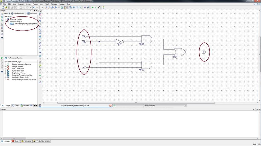 8. Now the resulting schematic looks like the following and it is ready for simulation or synthesis.